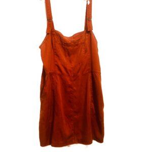 Abercrombie & Fitch XL Ladies Overall Dress Burnt Orange Adj Straps Pockets Read